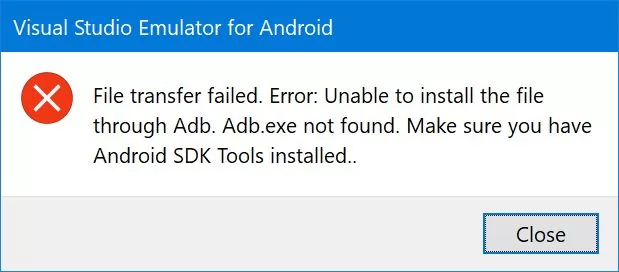 adb exe is not found
