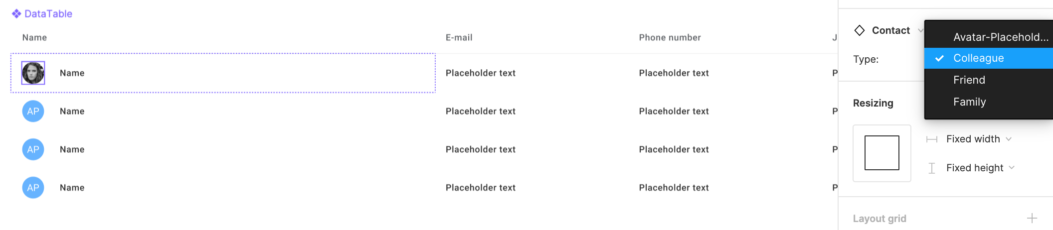 How to create complex data tables in Figma