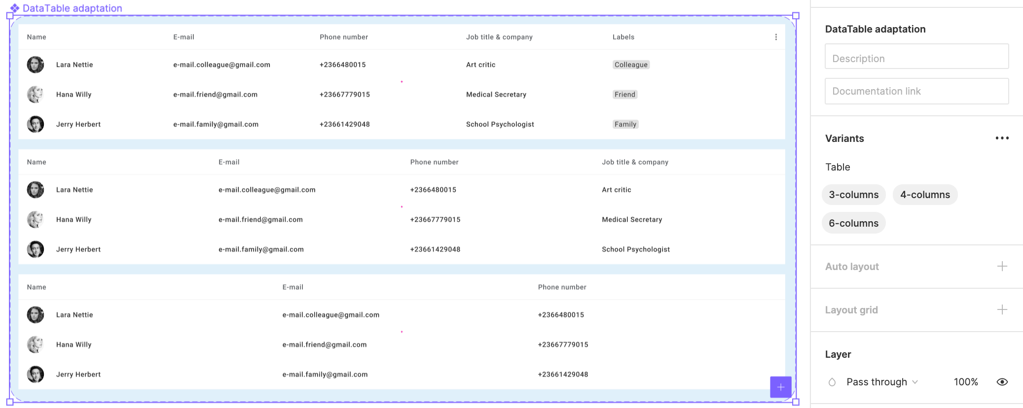 How to create complex data tables in Figma