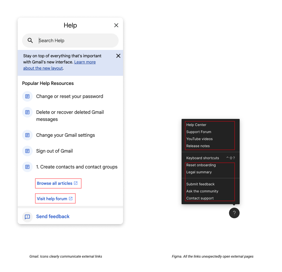 Gmail and Figma - behavior with External links