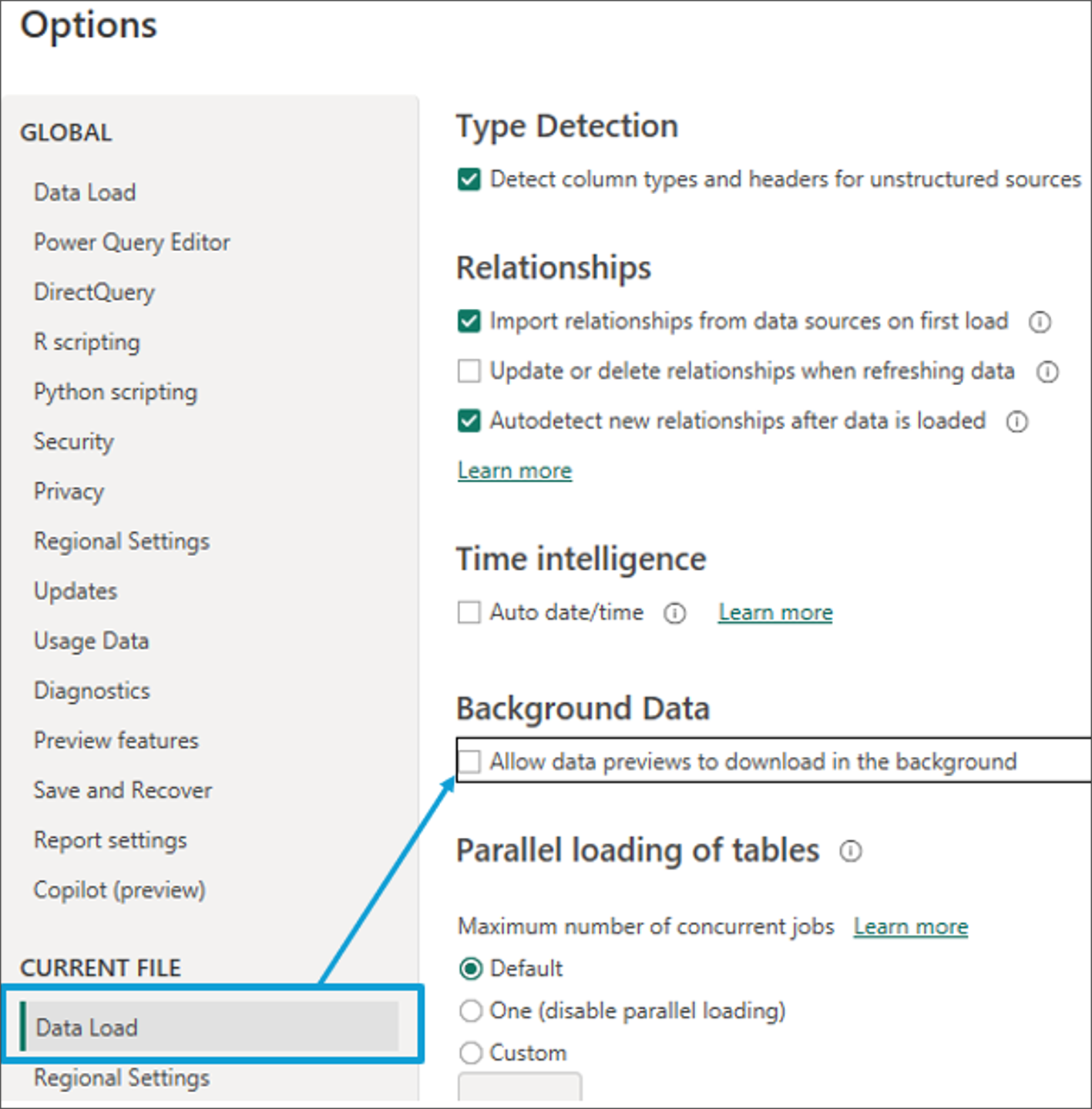 Data Load in the Background