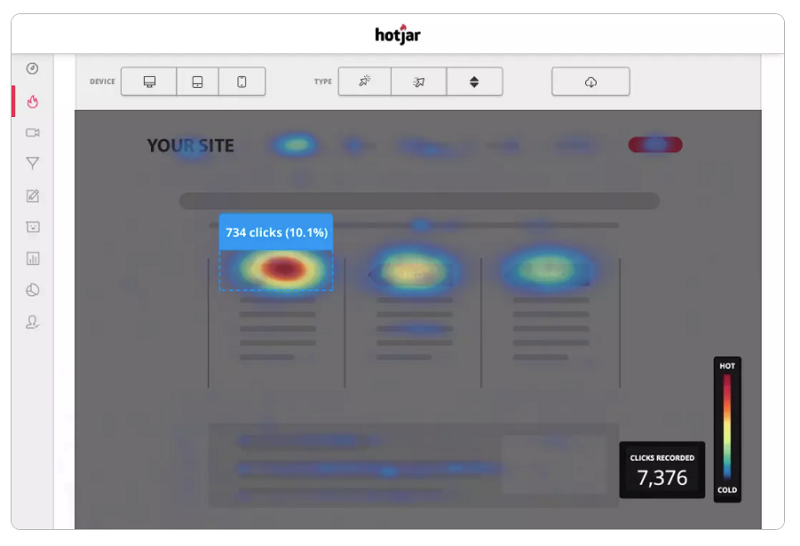 Hotjar - session recording and heatmap tool