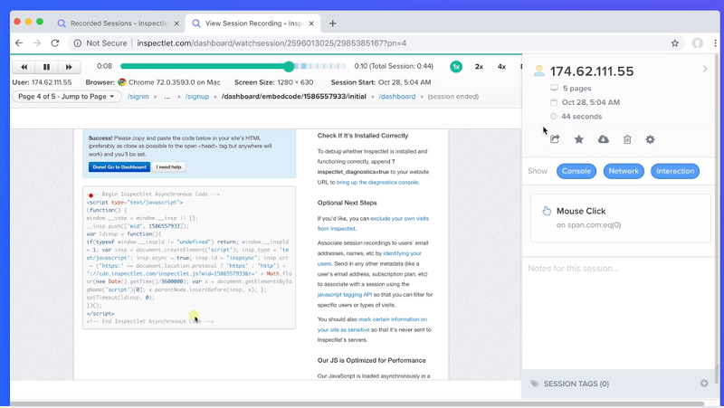 Google Analytics tells you what, Inspectlet tells you why