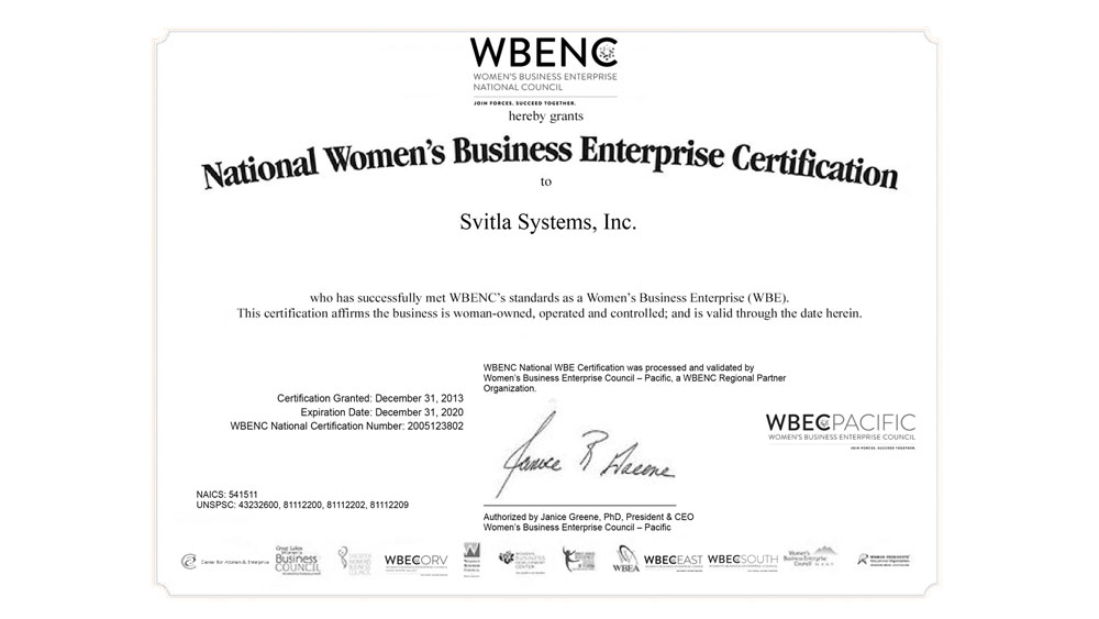 Women’s Business Enterprise (WBE) certification Svitla Systems