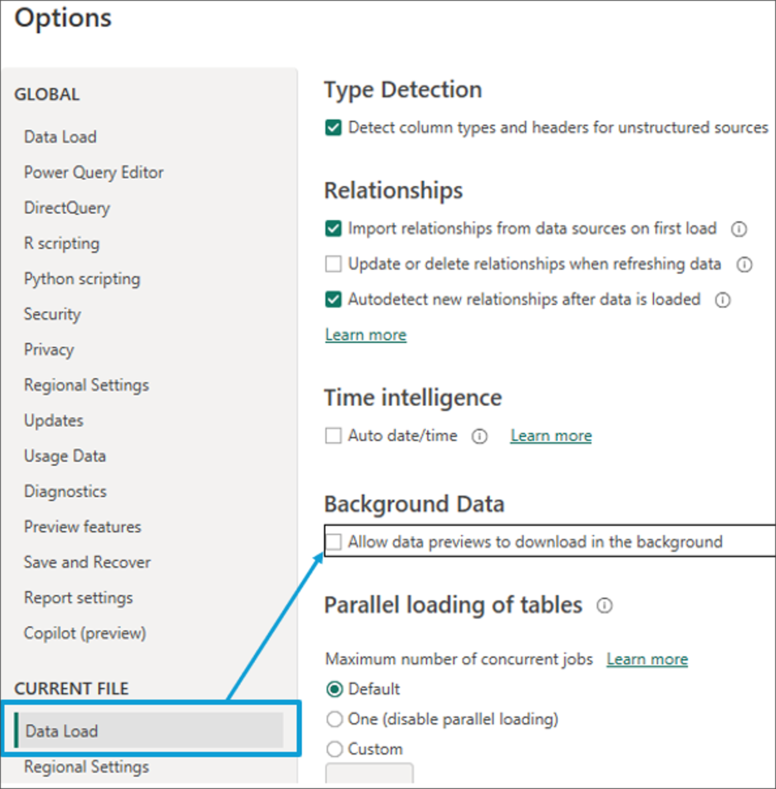 Data Load in the Background