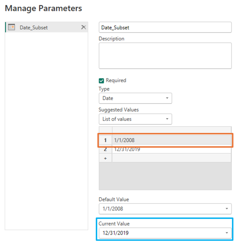 This is where the parameters can filter the data processed by the query