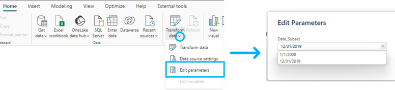 process the complete data set according to the applied transformations