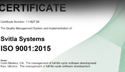 Svitla Systems certified with ISO 9001:2015