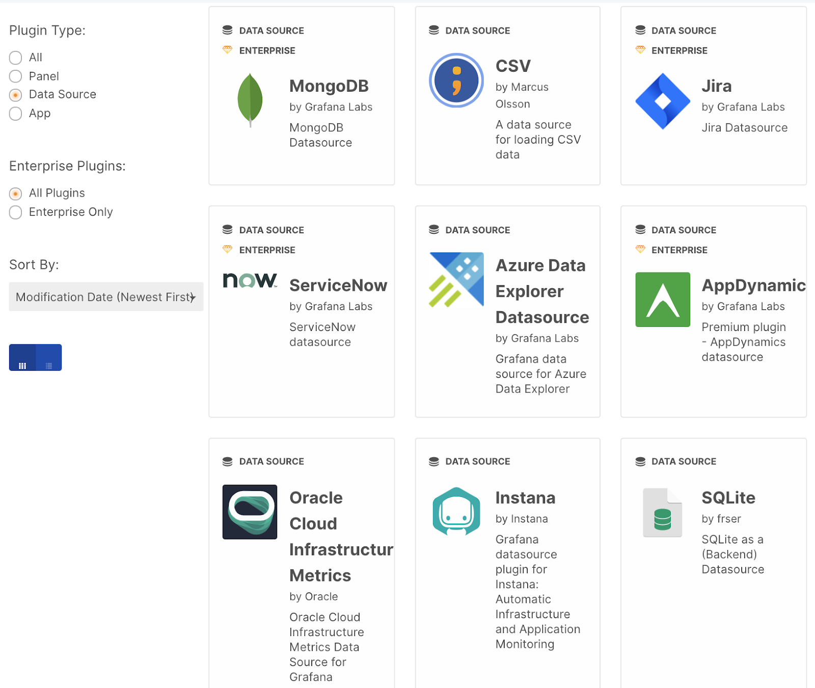 Grafana Data Source Plugins