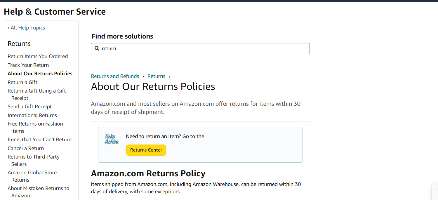 Amazon return policy