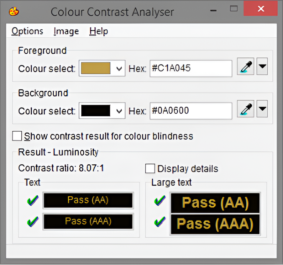 MacOS Color Contrast Analyzer