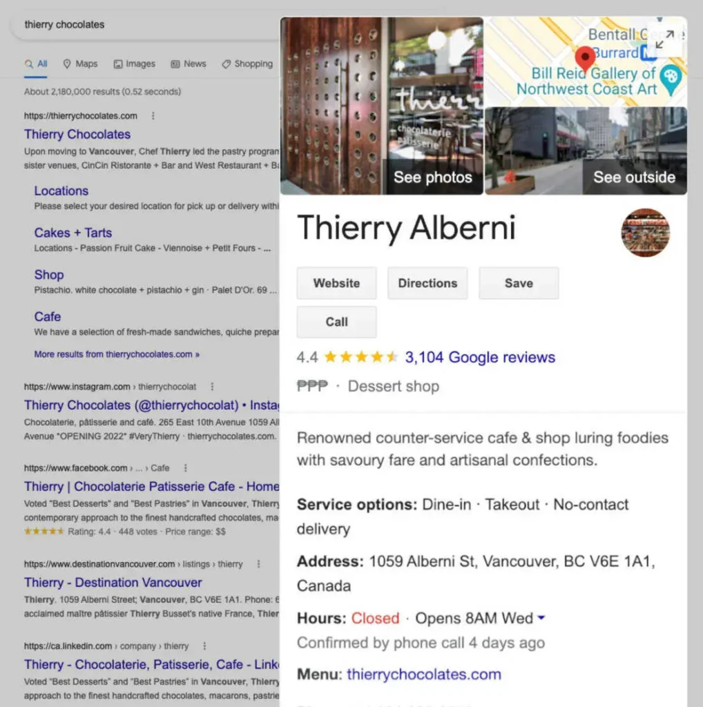 Google business profile example