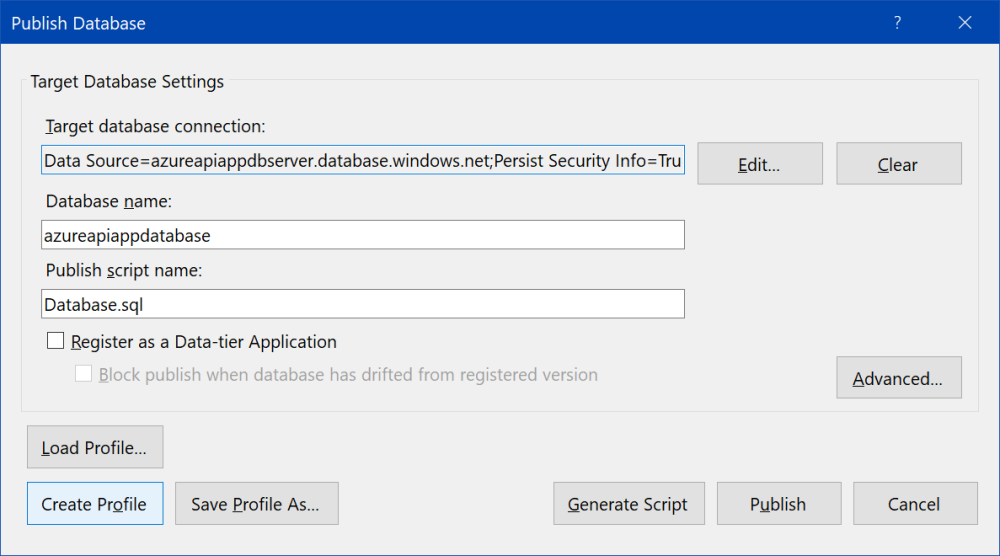 Publish Database