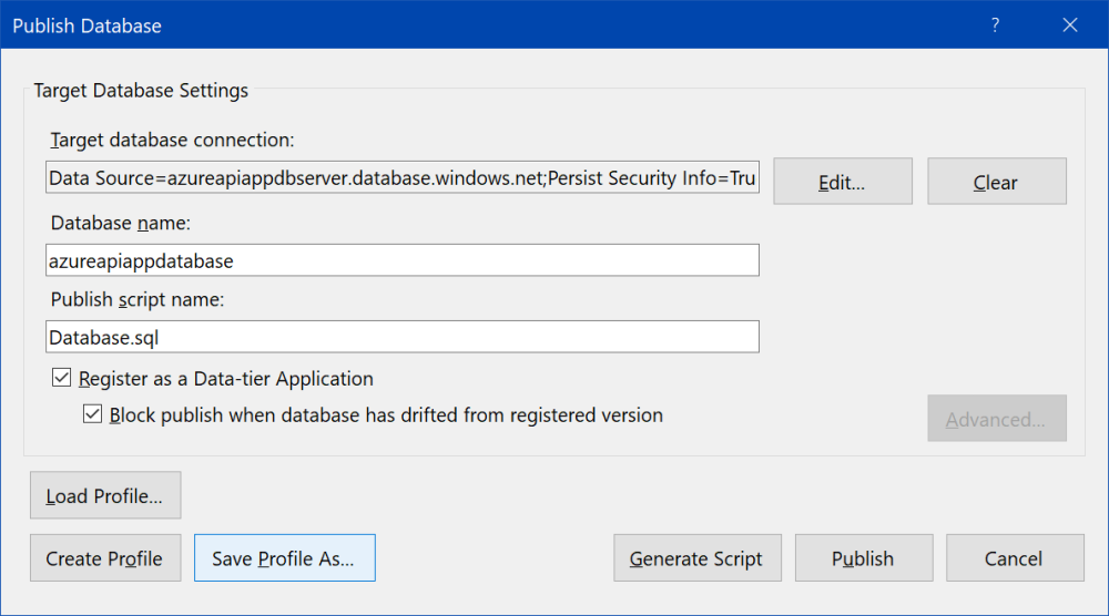 Publish Database