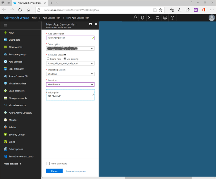 App Service plan