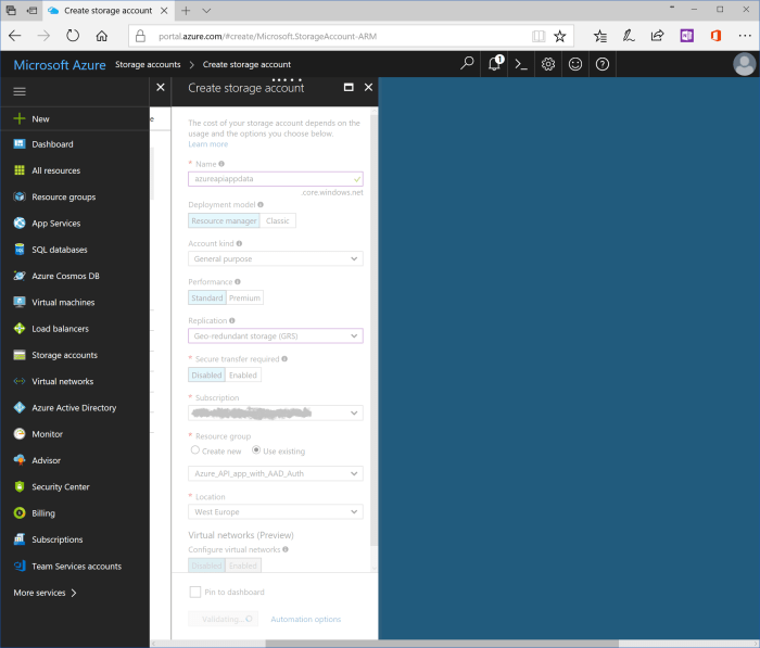 Azure storage