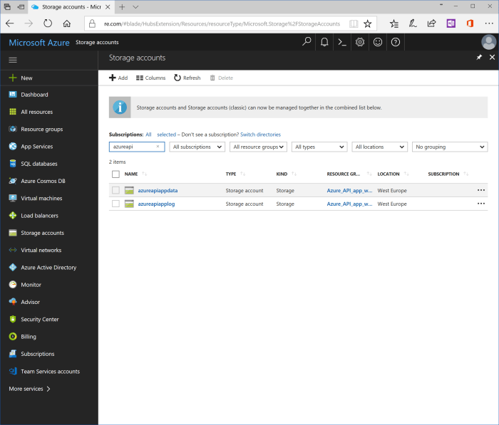 Azure storage